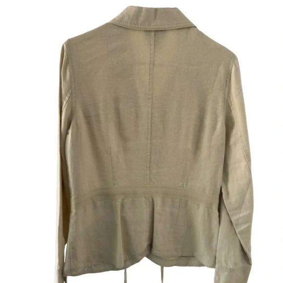 Athleta Linen Utility Jacket, Tan Color, Size Medium, Ties at Waist - Picture 2 of 6